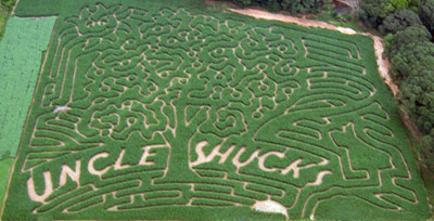 Uncle Shuck's 2009 Corn Maze at Uncle Shucks Pumpkin Patch and Corn Maze, Alpharetta, Georgia, North East of Atlanta near Gainesville and Alpharetta.